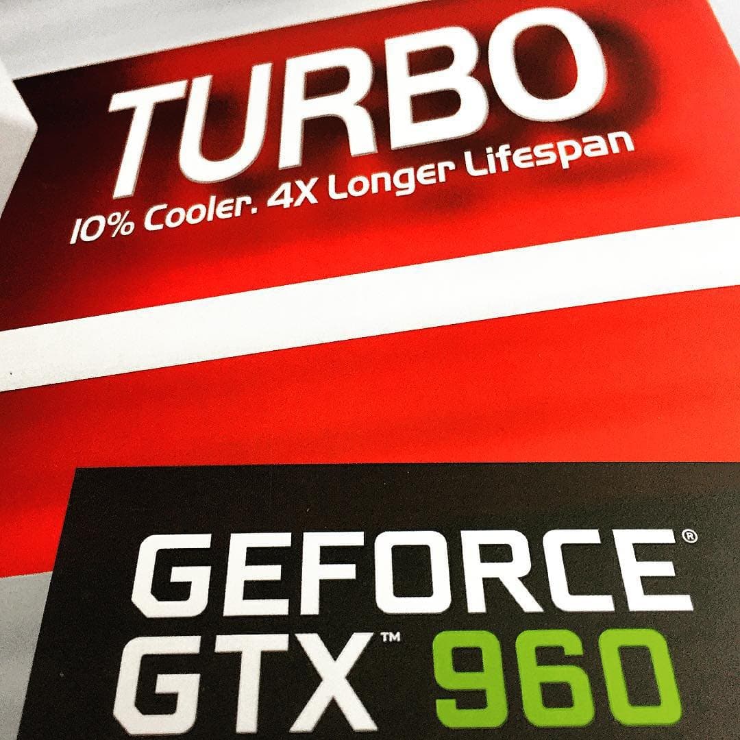 A GeForce GTX 960 graphics card box